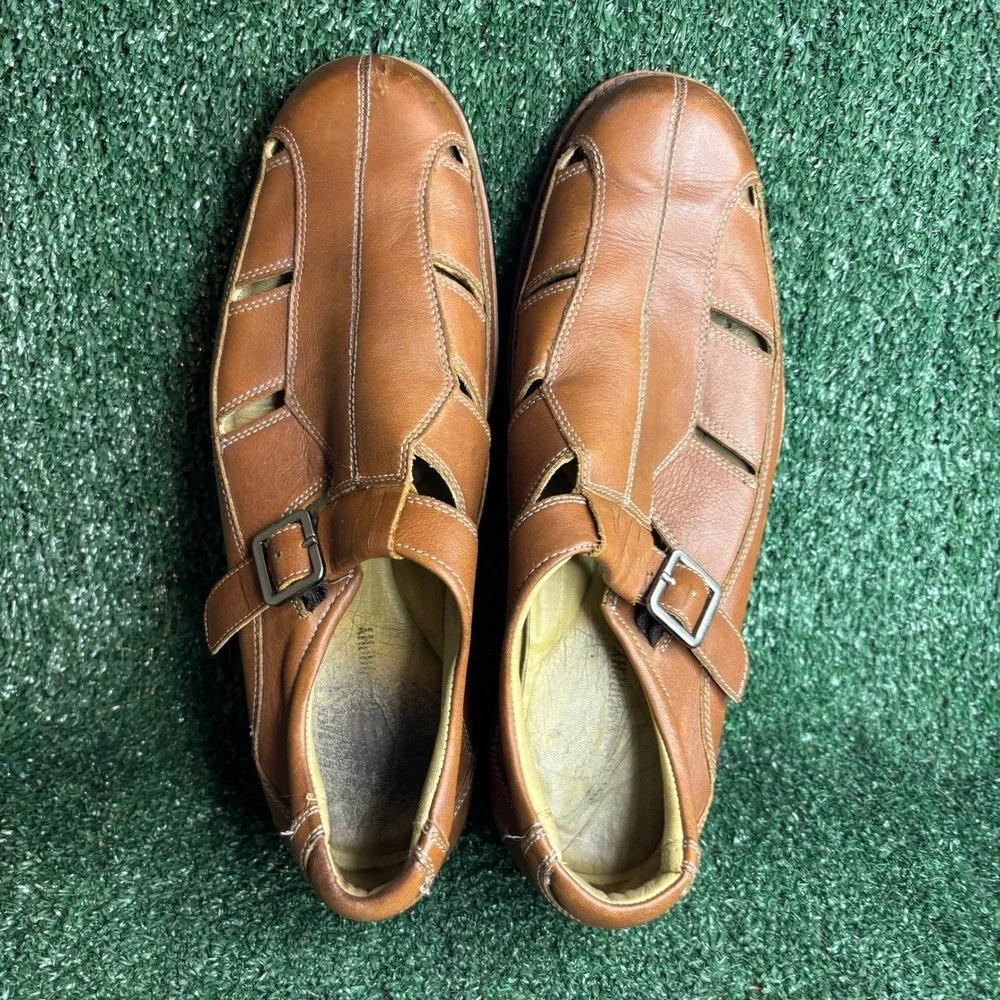 Johnston Murphy Buckle Strap‎ Leather Casual Fisherman Sandals Brown Mens Sz 11M